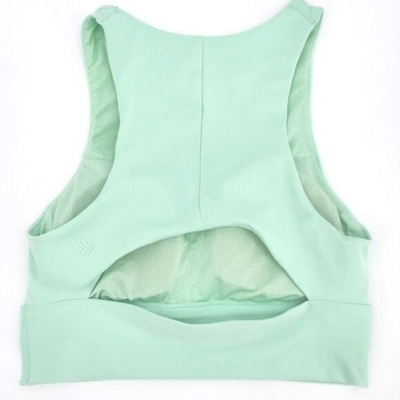 All In Motion Cropped Workout Tank  Womens Small Green Sports Bra Back Cut Out - Picture 3 of 8